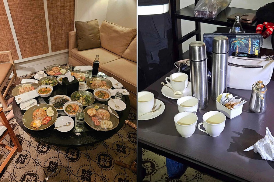 Sau khi khám xét căn phòng hiện trường, cảnh sát Thái Lan tìm thấy "chất lạ" ở đáy cốc trong phòng. Truyền thông địa phương cho rằng, 6 nạn nhân có thể tử vong do bị trúng độc xyanua, một chất rất nguy hiểm (Ảnh: Bangkok Post). Sau khi khám xét căn phòng hiện trường, cảnh sát Thái Lan tìm thấy "chất lạ" ở đáy cốc trong phòng. Truyền thông địa phương cho rằng, 6 nạn nhân có thể tử vong do bị trúng độc xyanua, một chất rất nguy hiểm (Ảnh: Bangkok Post).