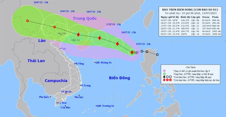Đường đi của bão số 1. Đường đi của bão số 1.
