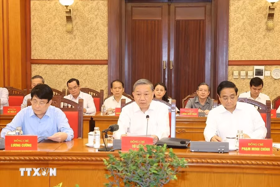 Tổng Bí thư, Chủ tịch nước Tô Lâm phát biểu chỉ đạo. (Ảnh: Trí Dũng/TTXVN) Tổng Bí thư, Chủ tịch nước Tô Lâm phát biểu chỉ đạo. (Ảnh: Trí Dũng/TTXVN)