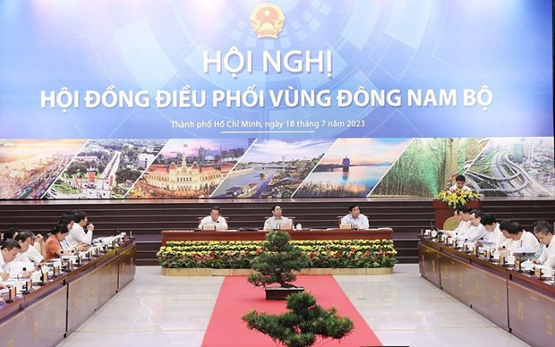 Thủ tướng Phạm Minh Chính, Chủ tịch Hội đồng, chủ trì Hội nghị Hội đồng Điều phối Vùng Đông Nam Bộ. (Ảnh: Dương Giang/TTXVN) Thủ tướng Phạm Minh Chính, Chủ tịch Hội đồng, chủ trì Hội nghị Hội đồng Điều phối Vùng Đông Nam Bộ. (Ảnh: Dương Giang/TTXVN)