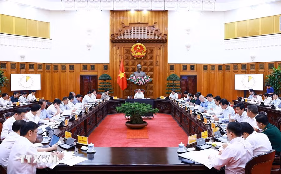 Thủ tướng Phạm Minh Chính chủ trì cuộc họp. (Ảnh: Dương Giang/TTXVN)