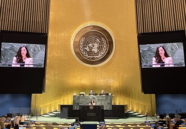 Tham tán Công sứ Lê Thị Minh Thoa, Phó Trưởng Phái đoàn đại diện thường trực Việt Nam tại Liên hợp quốc. (Ảnh: Thanh Tuấn/TTXVN) Tham tán Công sứ Lê Thị Minh Thoa, Phó Trưởng Phái đoàn đại diện thường trực Việt Nam tại Liên hợp quốc. (Ảnh: Thanh Tuấn/TTXVN)