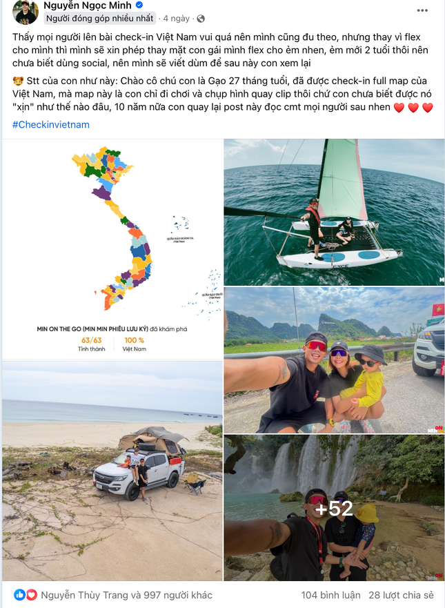 Gia đình anh Nguyễn Ngọc Minh flex thành quả đã đặt chân tới tất cả các tỉnh, thành phố trên cả nước. Ảnh: FBNV Gia đình anh Nguyễn Ngọc Minh flex thành quả đã đặt chân tới tất cả các tỉnh, thành phố trên cả nước. Ảnh: FBNV