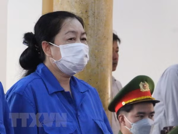 Bị cáo Nguyễn Thị Kim Hạnh tại phiên tòa sơ thẩm. (Ảnh: Công Mạo/TTXVN)