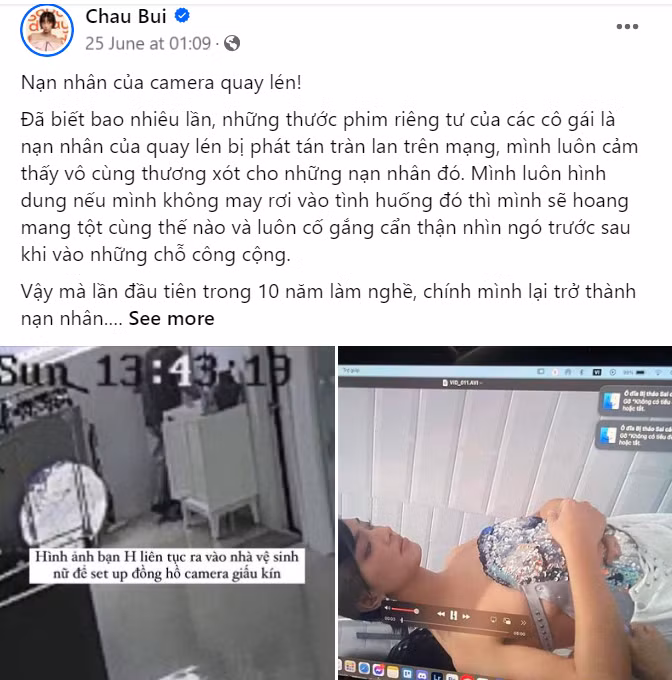 Bài đăng của Châu Bùi. Ảnh chụp màn hình Facebook