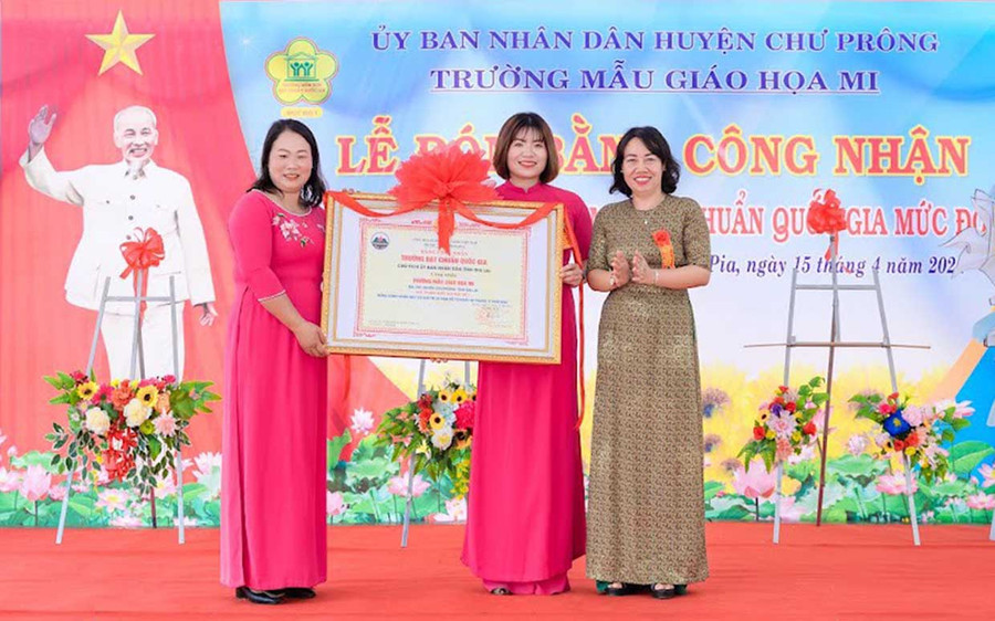 Trường Mẫu giáo Họa Mi được công nhận đạt chuẩn quốc gia mức độ 1 vào cuối năm 2023. Ảnh: N.H Trường Mẫu giáo Họa Mi được công nhận đạt chuẩn quốc gia mức độ 1 vào cuối năm 2023. Ảnh: N.H