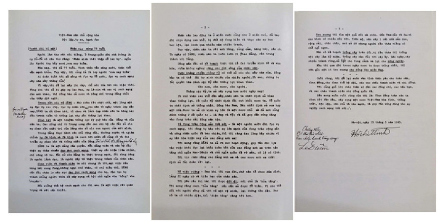 Bản Di chúc đánh máy năm 1965 của Chủ tịch Hồ Chí Minh.