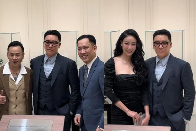 Seungri bên cạnh các nhân vật nổi tiếng Việt Nam như Hoa hậu Hà Kiều Anh (ảnh phải), rapper Binz...