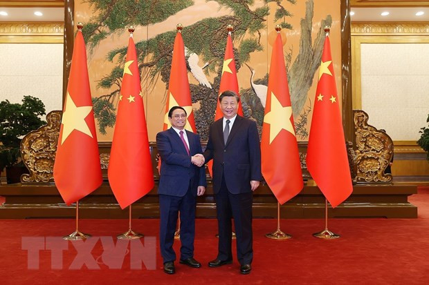 Thủ tướng Phạm Minh Chính hội kiến Tổng Bí thư, Chủ tịch Trung Quốc Tập Cận Bình chiều 27/6/2023, tại Bắc Kinh. (Ảnh: Dương Giang/TTXVN) Thủ tướng Phạm Minh Chính hội kiến Tổng Bí thư, Chủ tịch Trung Quốc Tập Cận Bình chiều 27/6/2023, tại Bắc Kinh. (Ảnh: Dương Giang/TTXVN)