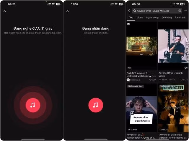 Người dùng TikTok đã có thể tìm kiếm bài hát thông qua việc ngân nga hoặc ghi âm. CHỤP MÀN HÌNH