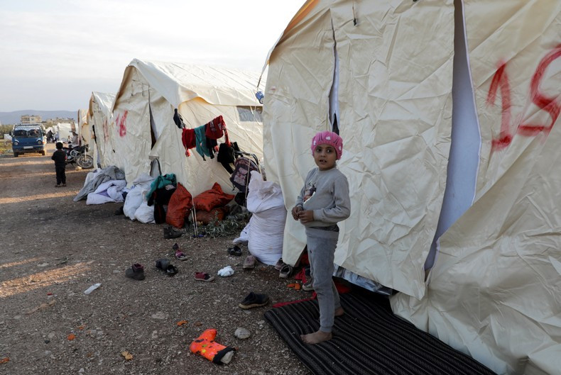 Lều tạm cho các nạn nhân động đất được dựng lên tại thị trấn Jandaris, Syria, ngày 11/2/2023. (Ảnh: Reuters) Lều tạm cho các nạn nhân động đất được dựng lên tại thị trấn Jandaris, Syria, ngày 11/2/2023. (Ảnh: Reuters)