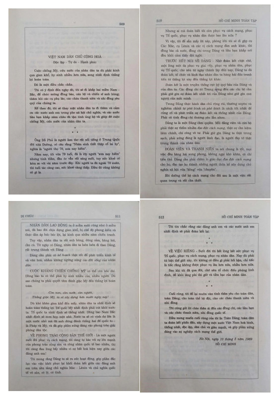 Di chúc của Chủ tịch Hồ Chí Minh công bố năm 1969.