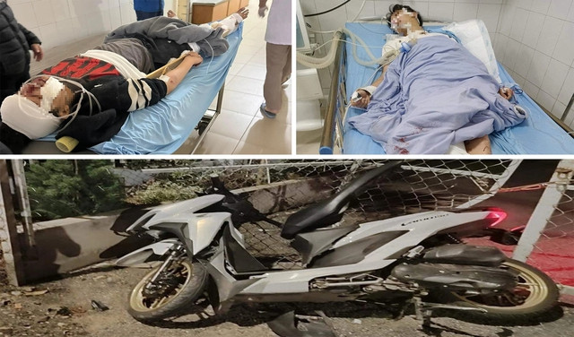Bị tấn công nhầm nên xe máy chở 2 nam sinh va vào đuôi xe tải rồi lao vào hàng rào nhà dân khiến cả hai bị thương rất nặng. Bị tấn công nhầm nên xe máy chở 2 nam sinh va vào đuôi xe tải rồi lao vào hàng rào nhà dân khiến cả hai bị thương rất nặng.