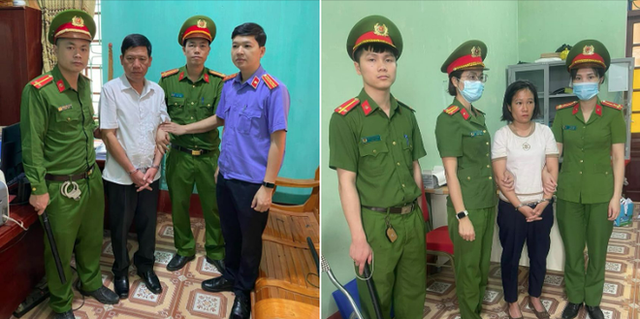 Cơ quan tố tụng thi hành lệnh bắt đối với 2 bị can NguyễnVăn Quang và Vi Thị Thắm. Ảnh: Công an cung cấp