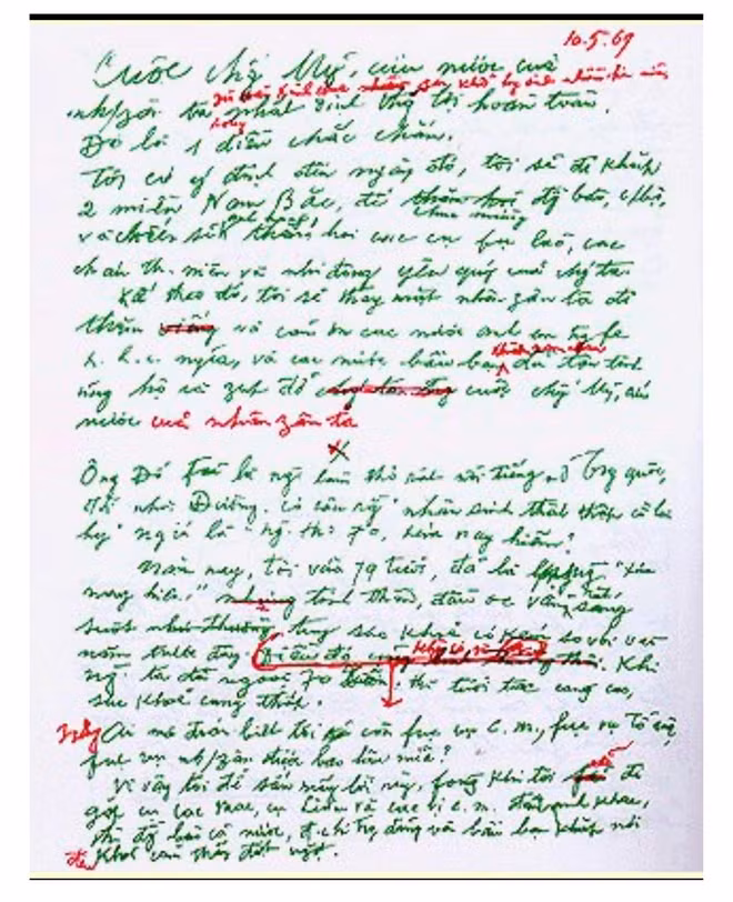 Bút tích di chúc của Bác Hồ. ẢNH: TƯ LIỆU Bút tích di chúc của Bác Hồ. ẢNH: TƯ LIỆU