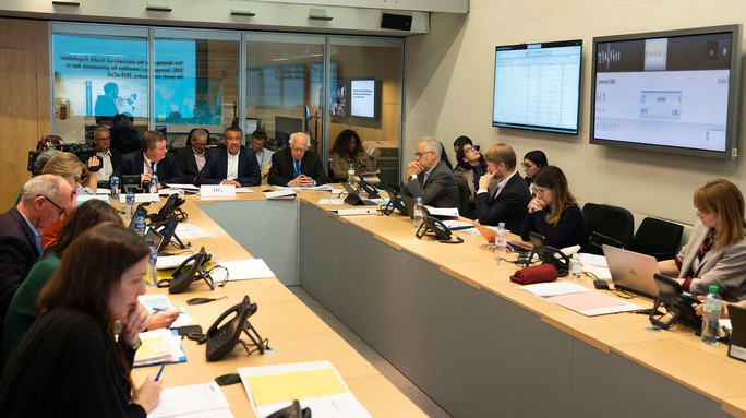 Cuộc họp khẩn cấp hôm 30-1-2020 của WHO, ngày mà Tổng Giám đốc WHO và Ủy ban khẩn cấp đồng thuận coi COVID-19 (lúc đó được gọi là 2019-nCoV hay &quot;virus corona mới&quot;) là một PHEIC - Ảnh: WHO