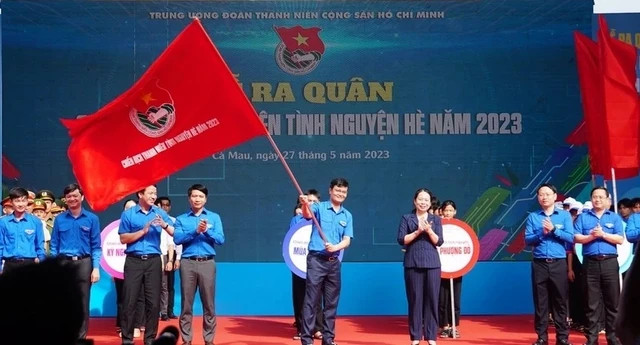 Ra quân chiến dịch Thanh niên tình nguyện hè năm 2023. Ảnh: BẢO ANH Ra quân chiến dịch Thanh niên tình nguyện hè năm 2023. Ảnh: BẢO ANH