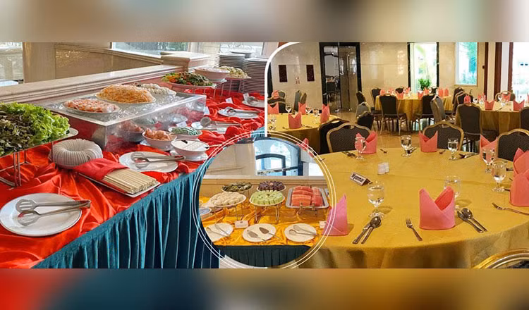 Quang cảnh một phòng ăn phục vụ các VĐV tại SEA Games 32 - Ảnh: khmertimeskh.com