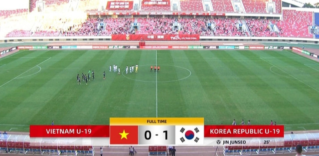 U19 Việt Nam thua trận thứ hai tại giải với tỉ số 0-1 trước Hàn Quốc