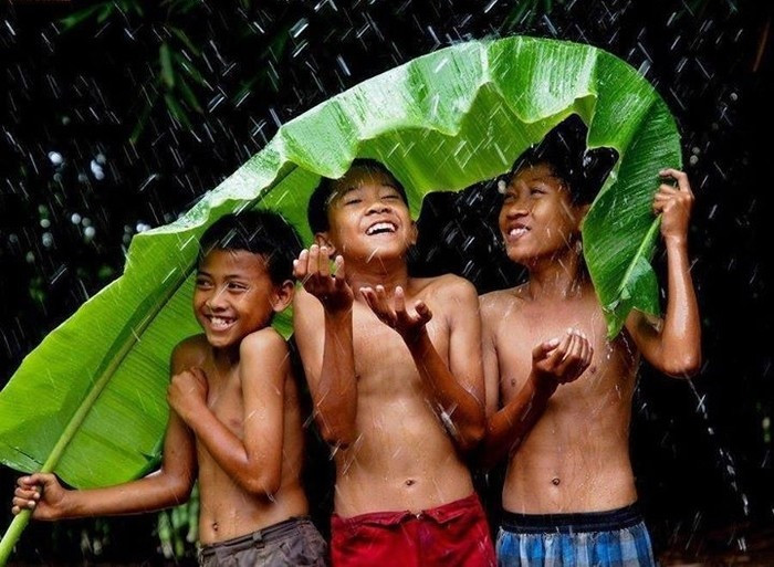 Trẻ em ở làng tắm mưa. Ảnh minh họa Trẻ em ở làng tắm mưa. Ảnh minh họa