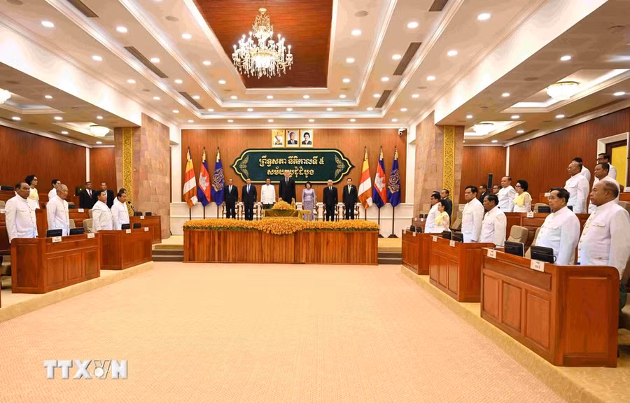 Quang cảnh phiên khai mạc kỳ họp đầu tiên Thượng viện Campuchia khóa 5. (Ảnh: AKP/TTXVN phát)