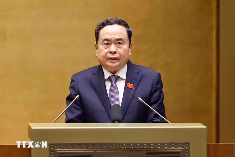 Chủ tịch Quốc hội Trần Thanh Mẫn phát biểu khai mạc. (Ảnh: Doãn Tấn/TTXVN)