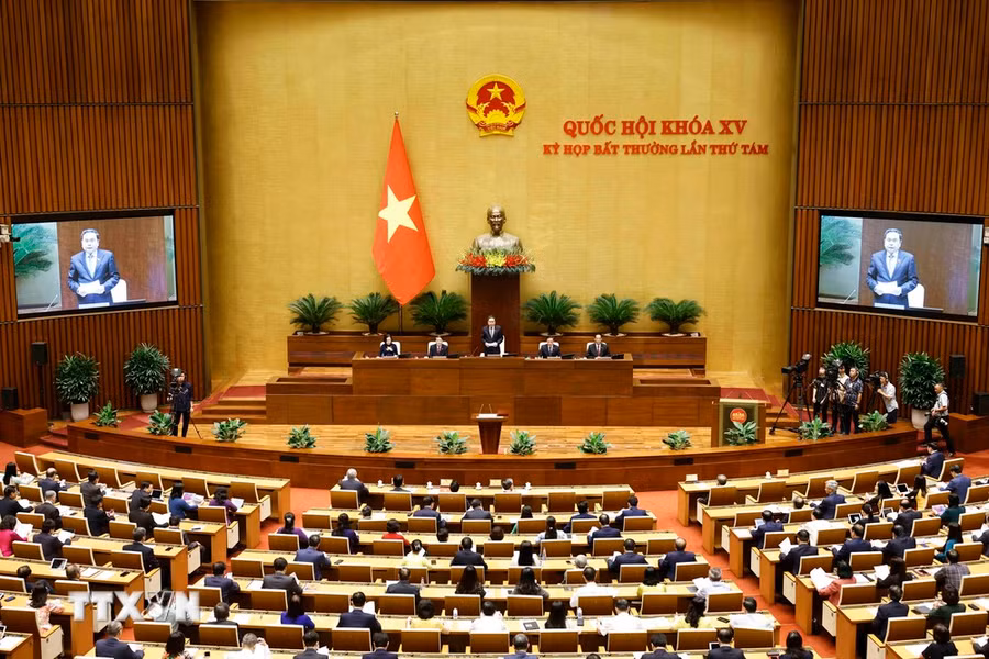 Quang cảnh khai mạc Kỳ họp bất thường lần thứ 8, Quốc hội khoá XV. (Ảnh: Doãn Tấn/TTXVN) Quang cảnh khai mạc Kỳ họp bất thường lần thứ 8, Quốc hội khoá XV. (Ảnh: Doãn Tấn/TTXVN)