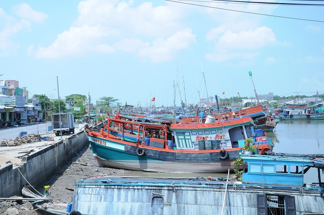 Khu neo đậu Cảng cá Định An quá chật chội. Ảnh: Cảnh Kỳ