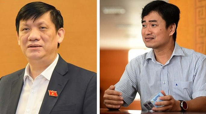 Bị can Nguyễn Thanh Long (trái - được C03 xác định nhận hối lộ hơn 2,2 triệu USD) và Phan Quốc Việt