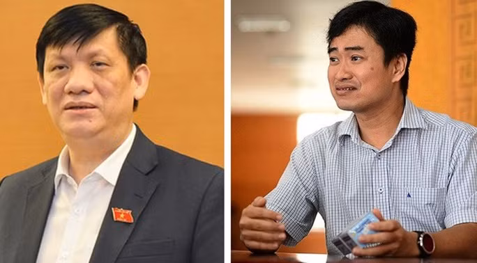 Bị can Nguyễn Thanh Long (trái - được C03 xác định nhận hối lộ hơn 2,2 triệu USD) và Phan Quốc Việt