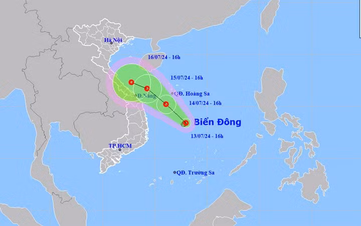 Dự báo đường đi của áp thấp nhiệt đới. (Ảnh: Trung tâm Dự báo khí tượng thuỷ văn quốc gia)