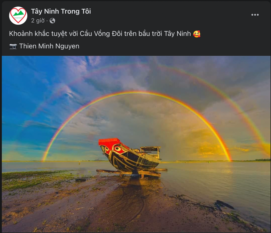 ‘Cầu vồng đôi’ xuất hiện ở Tây Ninh khiến nhiều người thích thú: Có hiếm gặp không? - Ảnh 1. Hình ảnh cầu vồng đôi được chia sẻ trên mạng xã hội. ẢNH CHỤP MÀN HÌNH