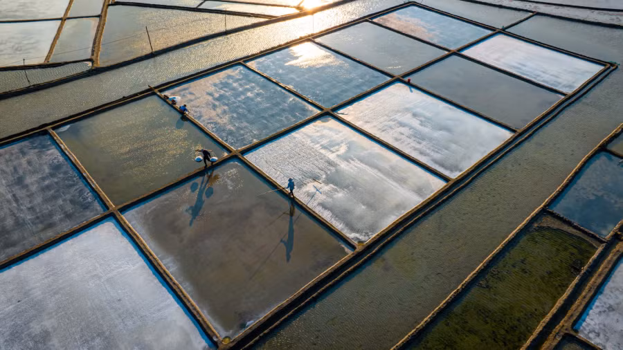 Mùa hè trên cánh đồng muối Sông Cầu. Ảnh: BÙI VĂN HẢI