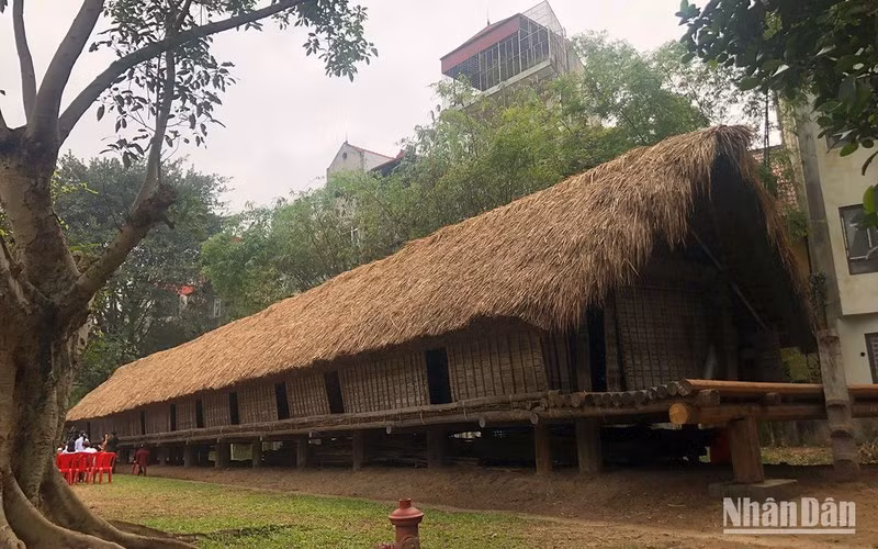 Phần mái của ngôi nhà được lợp bằng 20 tấn cỏ tranh.