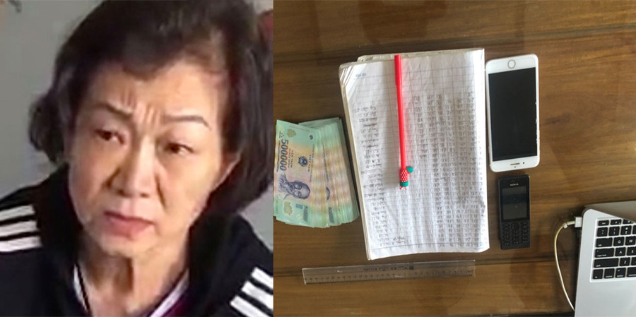 Đối tượng Trương Thị Hòa và tang vật. Ảnh: Thành Sơn