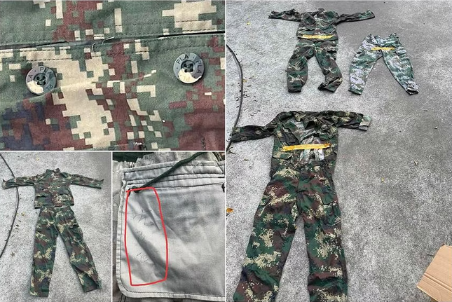 Những bộ quân phục có cúc in chữ "PLA" được tìm thấy trong sòng bạc ở Philippines. (Ảnh: ST) Những bộ quân phục có cúc in chữ "PLA" được tìm thấy trong sòng bạc ở Philippines. (Ảnh: ST)