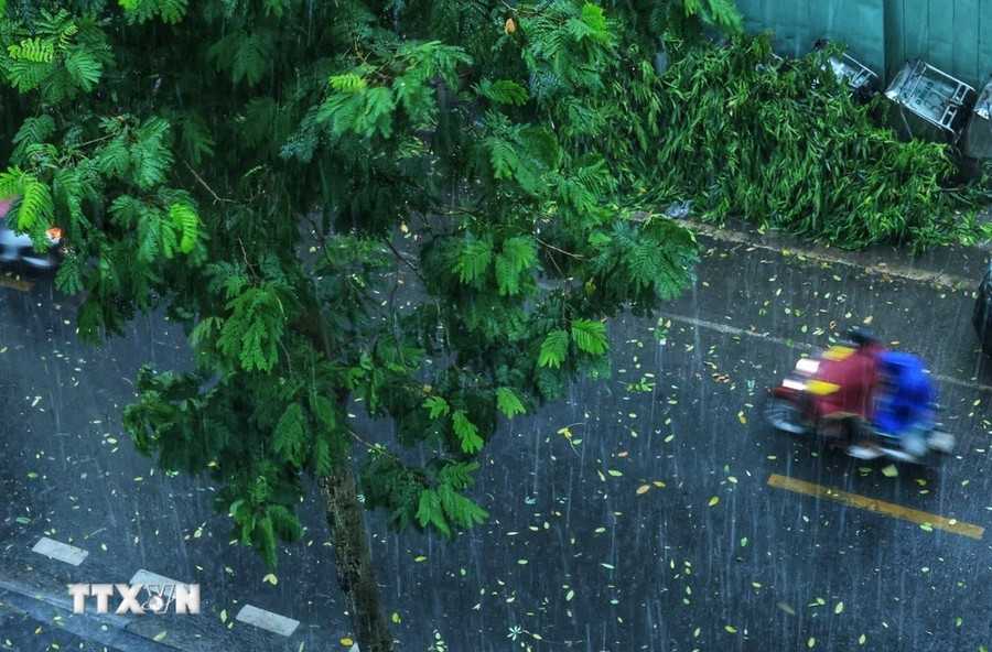 Với Thủ đô Hà Nội, tác động của gió mạnh do bão số 3 sẽ chậm hơn so với khu vực Quảng Ninh và Hải Phòng từ 2-3 giờ. (Ảnh: Tuấn Anh/TTXVN) Với Thủ đô Hà Nội, tác động của gió mạnh do bão số 3 sẽ chậm hơn so với khu vực Quảng Ninh và Hải Phòng từ 2-3 giờ. (Ảnh: Tuấn Anh/TTXVN)