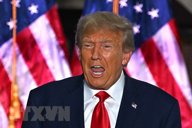 Cựu Tổng thống Mỹ Donald Trump phát biểu tại Bedminster, New Jersey, ngày 13/6/2023. (Ảnh: AFP/TTXVN)