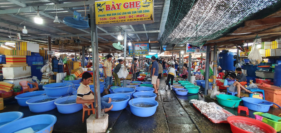 fe06a058db60093e5071.jpg Buổi sáng tấp nập của các tiểu thương chợ Phước Hải. Ảnh: TẤN ĐẠT