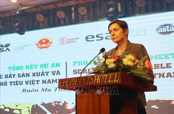 Bà Brenda CANDRIES, đại diện Phái đoàn Liên minh châu Âu (EU) tại Việt Nam phát biểu khai mạc. Ảnh: Hoài Thu/TTXVN. Bà Brenda CANDRIES, đại diện Phái đoàn Liên minh châu Âu (EU) tại Việt Nam phát biểu khai mạc. Ảnh: Hoài Thu/TTXVN.