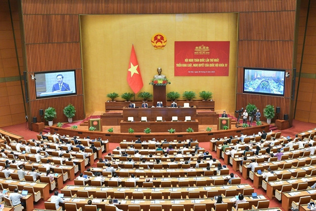 Hội nghị toàn quốc lần thứ nhất triển khai luật, nghị quyết của Quốc hội - Ảnh: VGP/LS