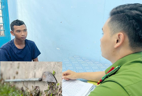 Nghi phạm Lâm Hoài Ân và hung khí (ảnh nhỏ) gây ra vụ án mạng nghiêm trọng khi mới 18 tuổi. Ảnh: T.TẦM