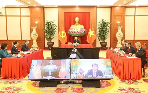 Tổng Bí thư Nguyễn Phú Trọng điện đàm với Chủ tịch Đảng Nhân dân Campuchia, Thủ tướng Chính phủ Vương quốc Campuchia Hun Sen. (Ảnh: Trí Dũng/TTXVN) Tổng Bí thư Nguyễn Phú Trọng điện đàm với Chủ tịch Đảng Nhân dân Campuchia, Thủ tướng Chính phủ Vương quốc Campuchia Hun Sen. (Ảnh: Trí Dũng/TTXVN)