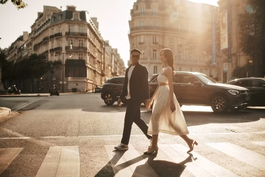 Sau lễ cưới đình đám tại Thành phố Hồ Chí Minh, Á hậu Phương Anh cùng chồng mới hé lộ bộ ảnh cưới được chụp tại Pháp. (Ảnh: CTV/Vietnam+)