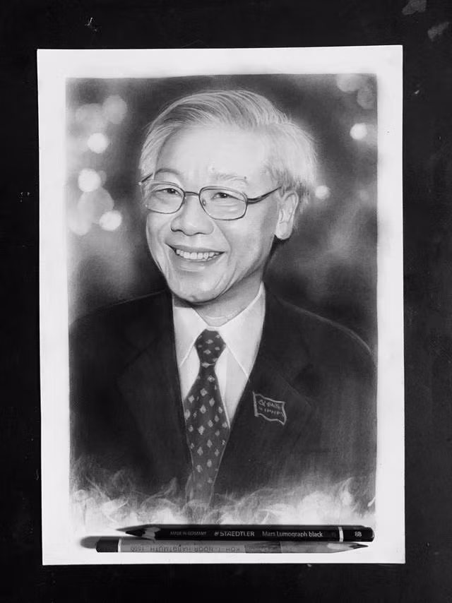 Bức tranh vẽ Tổng Bí thư Nguyễn Phú Trọng