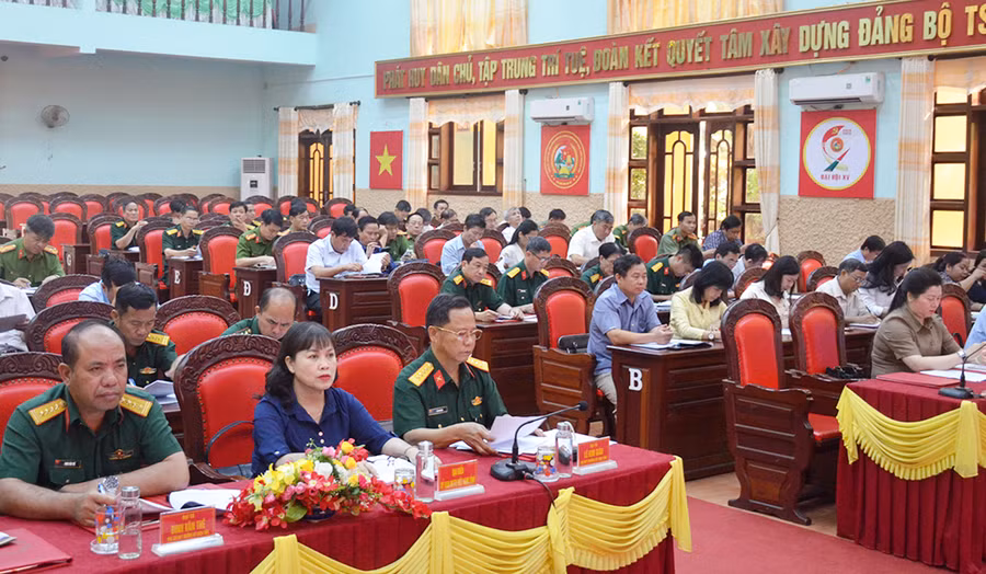 Quang cảnh hội nghị tổng kết công tác tuyển quân. Ảnh: Vĩnh Hoàng