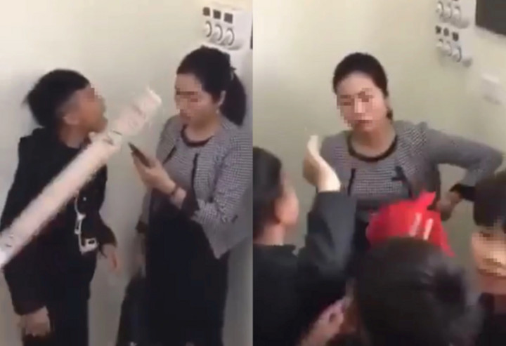 Cô giáo H bị nhóm học sinh trường THCS Văn Phú (Tuyên Quang) dồn vào góc tường, buông lời xúc phạm. (Ảnh cắt từ clip) Cô giáo H bị nhóm học sinh trường THCS Văn Phú (Tuyên Quang) dồn vào góc tường, buông lời xúc phạm. (Ảnh cắt từ clip)