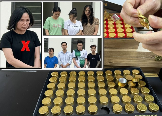 Nhóm đối tượng trong đường dây sản xuất, làm giả thực phẩm giả bị Công an TP Thanh Hóa bắt giữ.