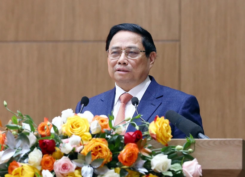 Thủ tướng Phạm Minh Chính phát biểu chỉ đạo. (Ảnh: Phạm Kiên/TTXVN) Thủ tướng Phạm Minh Chính phát biểu chỉ đạo. (Ảnh: Phạm Kiên/TTXVN)