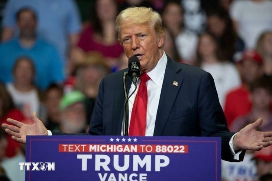 Cựu Tổng thống Mỹ Donald Trump tại cuộc vận động tranh cử ở thành phố Grand Rapids, bang Michigan, Mỹ, ngày 20/7/2024. (Ảnh: Getty Images/ TTXVN) Cựu Tổng thống Mỹ Donald Trump tại cuộc vận động tranh cử ở thành phố Grand Rapids, bang Michigan, Mỹ, ngày 20/7/2024. (Ảnh: Getty Images/ TTXVN)